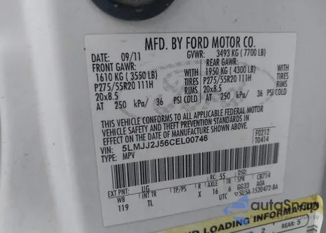 2012 Lincoln Navigator из США, поврежденный, VIN 5LMJJ2J56CEL00746